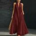 Women's V-Neck Sleeveless Maxi Dress Summer Vacation Beach Coverup Flowy 5 Solid Colors Available_ecoleips.com