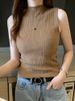 AOSSVIAO 2026 Women Knitted Tank Tops Women Thin Tops Basic Casual Tank Tops Half Neck Tees Sleeveless Tops For Women_ecoleips.com