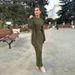 Oversized Knit Sweater Dress Set - Cozy Long Sleeve Lounge Dress With Slit Skirt, Soft Polyester Blend For Autumn/Winter Casual_ecoleips.com