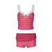 Women's Patchwork Color Blocking Ruffled Trim Vest Top And Tight Shorts Set European American Style Spring New 2025_ecoleips.com