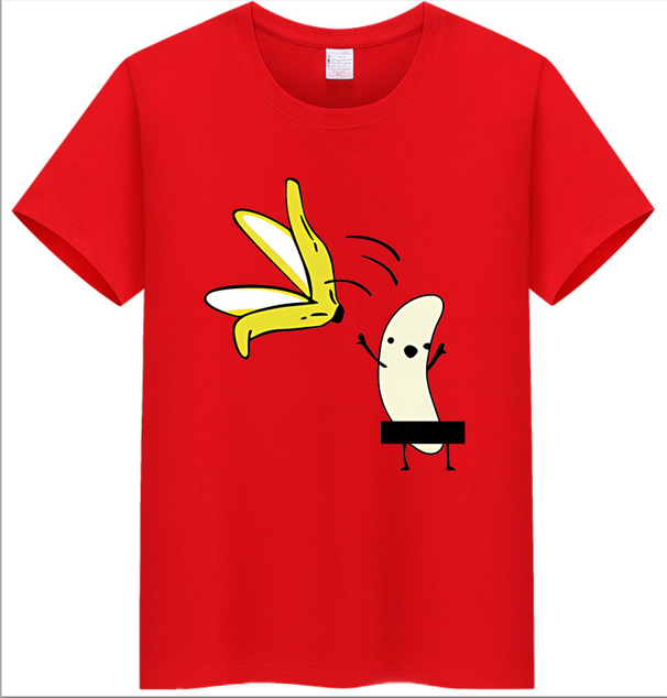 COTTON 100% Hot European And American Funny Banana Undress Short-sleeved Women's T-shirt Tops Oversized T Shirt_ecoleips.com