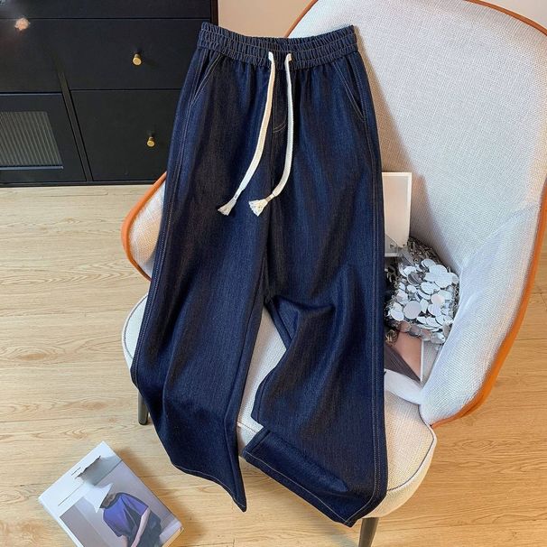 Women's Clothing Tencel Lyocell Large Size Thin Soft Denim Wide Leg Pants Women Spring New High Waist Casual Women's Pants_ecoleips.com