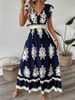 Women's Clothing Hot Selling Beach Dress Holiday Style Printed Big Swing Dress_ecoleips.com