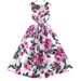 "Retro-Inspired Slim Fit Dress With Waist Cincher & Puffy Hem – Women's Sleeveless Printed A-Line Dress (Multiple Patterns, S-XXL)"_ecoleips.com