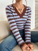 V Neck Fuzzy Knit Top, Soft Breathable Pullover_ecoleips.com