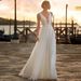 Elegant V-Neck Backless Chiffon Evening Dress - A-Line Wedding Gown For Bride, Beach Party, Formal Banquet (Ivory, Sizes 2-16 )_ecoleips.com