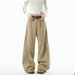American Khaki Tooling Jeans Women's Spring And Autumn High-waisted And Thin Casual Pants Retro And Old Versatile Scimitar Pants_ecoleips.com