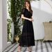 Elegant V-Neck Ruffled Chiffon Dress For Women's Spring And Summer_ecoleips.com