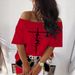 Women's Off-Shoulder Printed Two-Piece Set T-Shirt And Skirt Casual Fashion Outfit plus Size Available_ecoleips.com