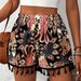 Women's Clothing Ready Stock Spring And Summer Fashion New Size Ladies Printed Casual Shorts With Lace Edges_ecoleips.com