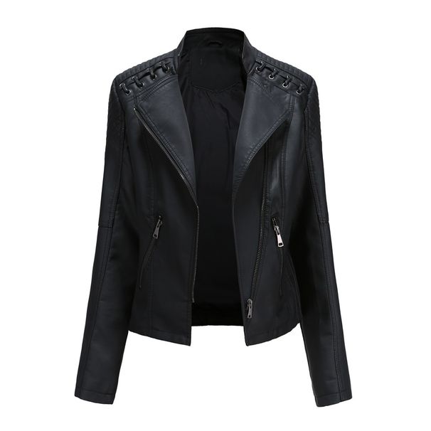 K New Women's Leather Jacket, Short Coat, Slim Fit, Thin Leather Coat, Women's Motorcycle Suit._ecoleips.com