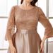 Women’s Clothing Round Neck Long Sleeve Sequined Satin Long Swing Dress Evening Dress Prom Dress Party Dress_ecoleips.com