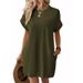 Women's Clothing Spring And Summer New Solid Color Round Neck Loose Short Sleeve Pocket Dress_ecoleips.com