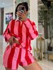 Women’s Clothing Spring New Women's Fashion Zebra Stripes Print Shirt Collar Long Sleeved Top Short Suit_ecoleips.com