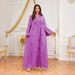 Elegant Embellished Abaya Dress For Women - Long Sleeve Muslim Prayer Dress With Rhinestone Detailing - Modest Loose Fit Dubai Islamic Fashion_ecoleips.com