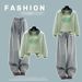 Polo-Collar Denim Patchwork Hoodie & Vintage Blue Jeans Set – Streetwear Two-Piece Outfit (S-2XL, Unisex Casual Style, Comfort Fit)_ecoleips.com