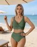 Women's Clothing Sexy Crisscross Twist Two Piece Bikini Swimsuit High Waisted Swimwear_ecoleips.com