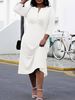 Women's Plus Size Casual Dress, Plus Size Solid Color Fashionable Casual Elegant Small V-Neck Design Dress_ecoleips.com