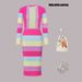Women's Slim-Fit Striped Long Sleeve Top And Midi Skirt Set, Elegant Two-Piece Outfit Elegant Midi Length_ecoleips.com