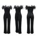 Women's Clothing Women's Fashion Sleeveless Jumpsuit Pure Black Three Dimensional Floral Print Sexy Design For Formal & Casual For Women_ecoleips.com