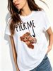 Women Cute Claw Machine Teddy Bear Pick Me Letter Graphic T Shirt Round Neck Short Sleeve Loose Casual Summer Tops_ecoleips.com