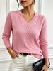 V-neck Openwork Knit Sweater For Women, Slimming Long-sleeved Pullover Sweater For Spring And Autumn, Gentle And Elegant, Versatile Top, European And American Style._ecoleips.com