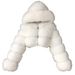 Women’s Faux Fur Jacket – Short-Length Hooded Coat With Color Block Design (White/Red/Pink/Yellow/Blue/Black, Streetwear & Ethical Fashion)_ecoleips.com
