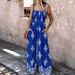 K Positioning Printed Women's New Suspender Pocket Jumpsuit Thin Wide Leg Pants_ecoleips.com