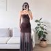 Women Strapless Lace Mesh Splicing Long Dress Famous Style Temperament Slim Fitting Dress For Fashion Girls_ecoleips.com
