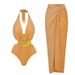 Women's Deep V Neck One-Piece Swimsuit With Strap - Golden Bright High-End Swimwear_ecoleips.com