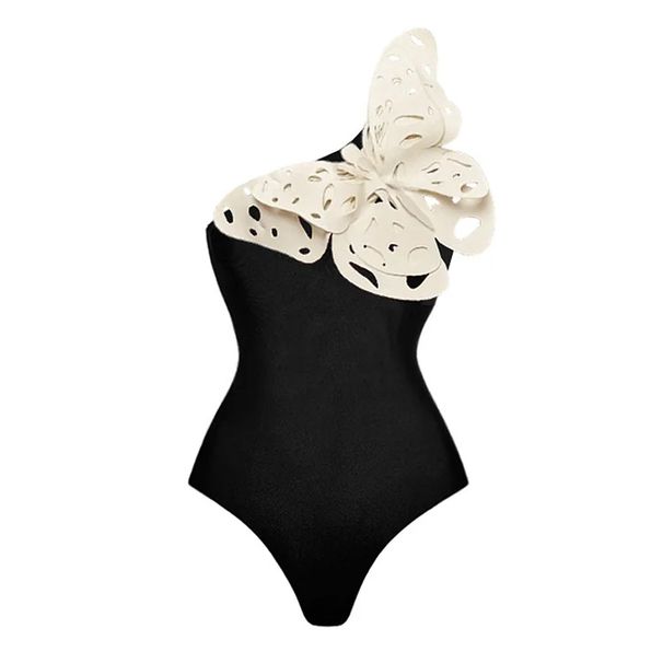 Pearl Flower Shoulder One-Piece Swimsuit For Women - Elegant European & American Style Swimwear_ecoleips.com