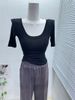 Korean Style Wide round Neck Stretch Short Sleeve T-Shirt for Women Elegant Slim Fit Versatile Base Layer Top for Spring And Summer_ecoleips.com