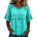 New Women's Casual Loose Fit Shirt Round Neck Pullover Short Sleeve Top American Style_ecoleips.com