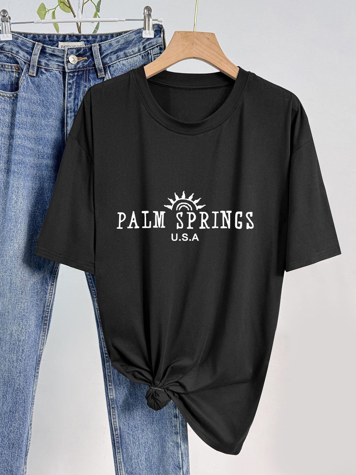 Women's Clothing Women's Casual Round Neck Short Sleeve T-Shirt Multi-Color Style Simple Fashionable Sports Top Solid Printed Loose Fit_ecoleips.com