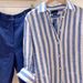 Women's French Style Sun Protective Shirt Blue White Striped Ramie Loose Fit Elegant High Count Linen Top_ecoleips.com