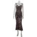 European And American Women's Clothing New Fashion Trend Leopard Print Slit Pleated Waist Slimming Dress_ecoleips.com
