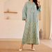 Women's Clothing Modest Abaya Dress Elegant V-Neck Embroidered Abaya Dress In Light Green – Modest Long Sleeve Muslim Gown (Middle Eastern Style)_ecoleips.com