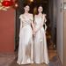 Champagne Colored Bridesmaid Dress for Women High Quality Satin Wedding Party Wear Perfect for Petite Women And Everyday Use_ecoleips.com