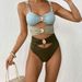 Women's Clothing Splicing Hot Style Metal Buckle Beach One Piece Swimsuit_ecoleips.com