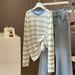 Korean Contrasting Striped Long-sleeved T-shirt Women's Summer 2026 New Fashion Loose Casual Versatile Thin Knitted Top_ecoleips.com