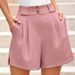 Women's Clothing High Waist Fashion Casual Shorts Solid Color Comfortable With Pockets_ecoleips.com