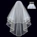 Bridal Veil With Double-Layer Satin Edging – 60-80cm Simple & Elegant Wedding Headpiece (Pure White/Ivory)_ecoleips.com