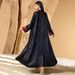 Luxury Two-Piece Abaya Set – Satin Outerwear + Red Printed Inner Dress For Evening Events_ecoleips.com