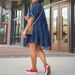 Denim Short Sleeve Slim Fit Dress A Line Skirt For Women_ecoleips.com