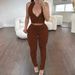 Streetwear Zip-Up Crop Top & Split-Hem Joggers Set – Sleeveless Athletic Two-Piece With Side Pockets – Stretchy Spandex For Gym To Street Style_ecoleips.com