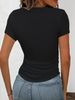 Women's Printed T-Shirt With Waist Gather Detail - Fashion Casual Top-11_ecoleips.com