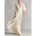 Women's Clothing Women's Romantic Deep V Neck Lantern Sleeve Long Dress Fitted Waist Autumn Banquet Socialite Style Fashion_ecoleips.com