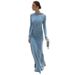 Women's Slim Fit Pleated Waist Dress Long Sleeved Elegant Style Fashion Autumn New Arrivals Irregular_ecoleips.com
