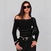2026 New European And American Cross-Border Hot Girl Asymmetrical Shoulder Collar Metal Ribbon Studded Decor Slim_ecoleips.com