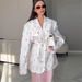 European And American Cross-border Women's Fashion 2025 Spring-summer New Style Printed Loose-fitting Blazer With Tie_ecoleips.com